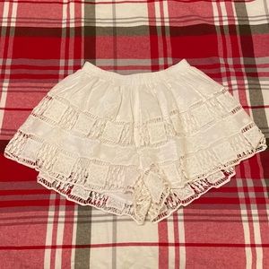 White lace shorts